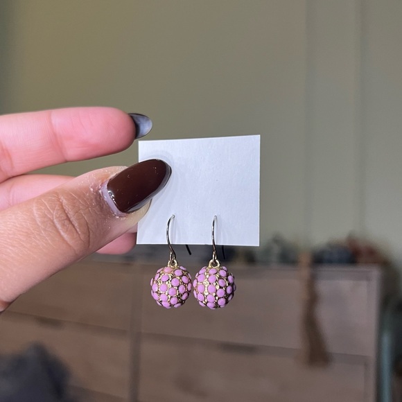 Handmade Pastel Pink Circle Gem Small Casual Cute Drop Earrings Jewelry Accessor - Picture 6 of 16